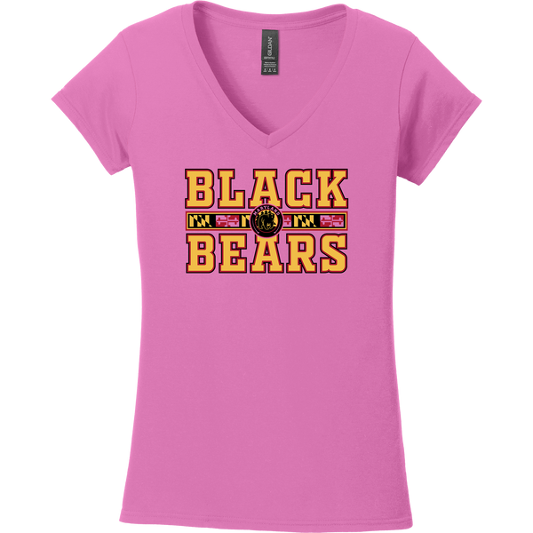 MD Jr. Black Bears Softstyle Ladies Fit V-Neck T-Shirt