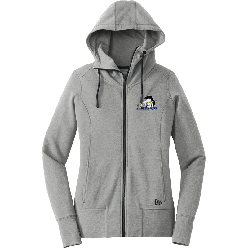 Mid-State Mustangs New Era Ladies Tri-Blend Fleece Full-Zip Hoodie